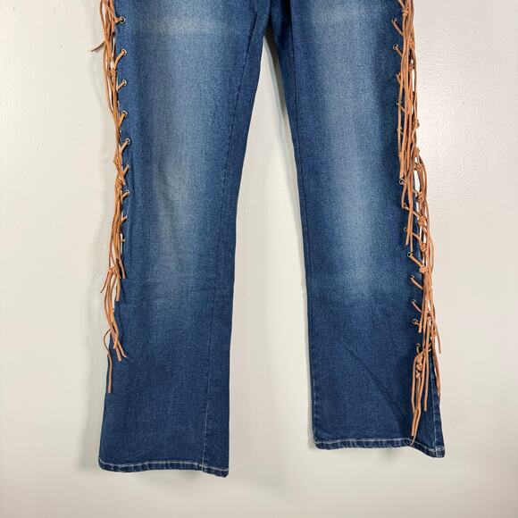 Vintage Z. Cavaricci Womens Fringe Stretch Low Rise Cotton Blend Flared Jeans 7 - Picture 5 of 11